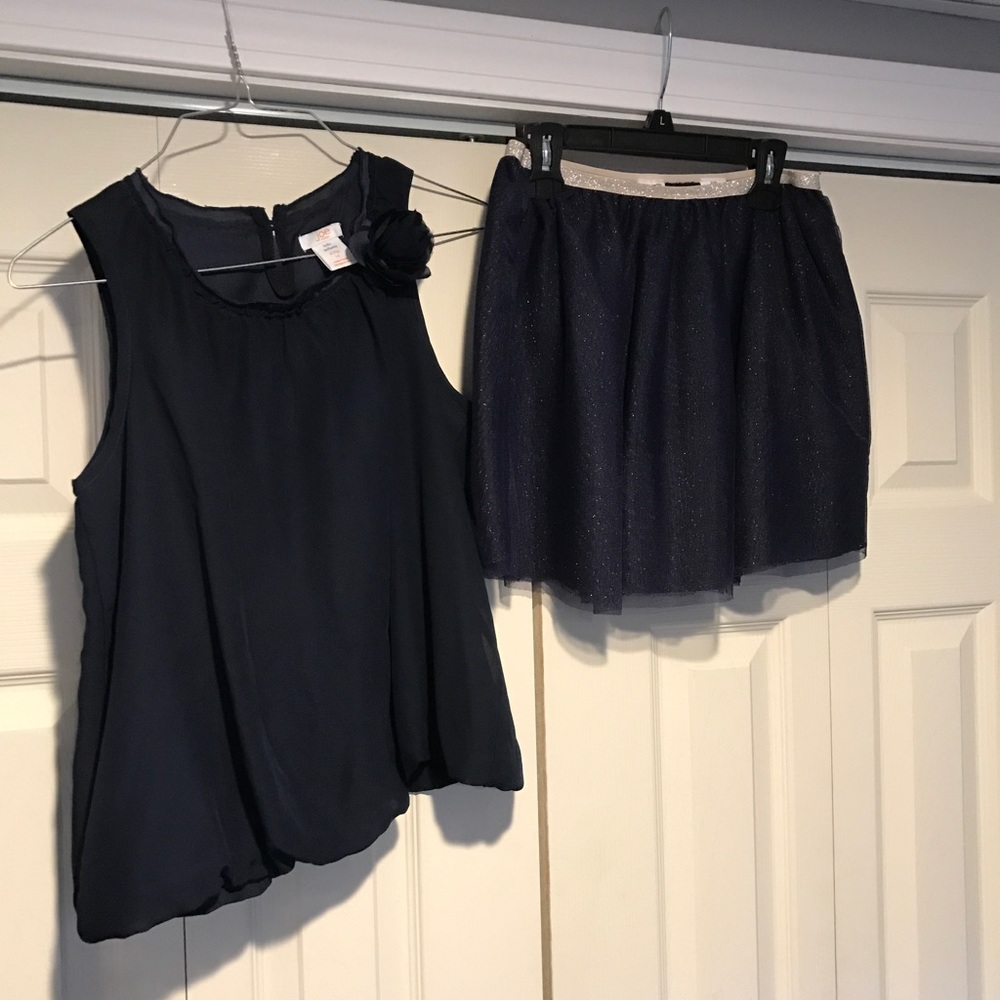 Navy blue dressy  top and skirt